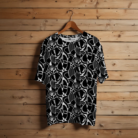 Black Artwork Oversized T-Shirt