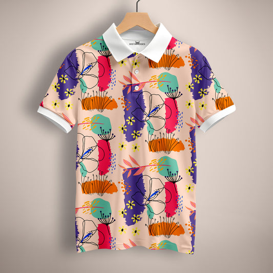 Colorful Flower Polo T-Shirt