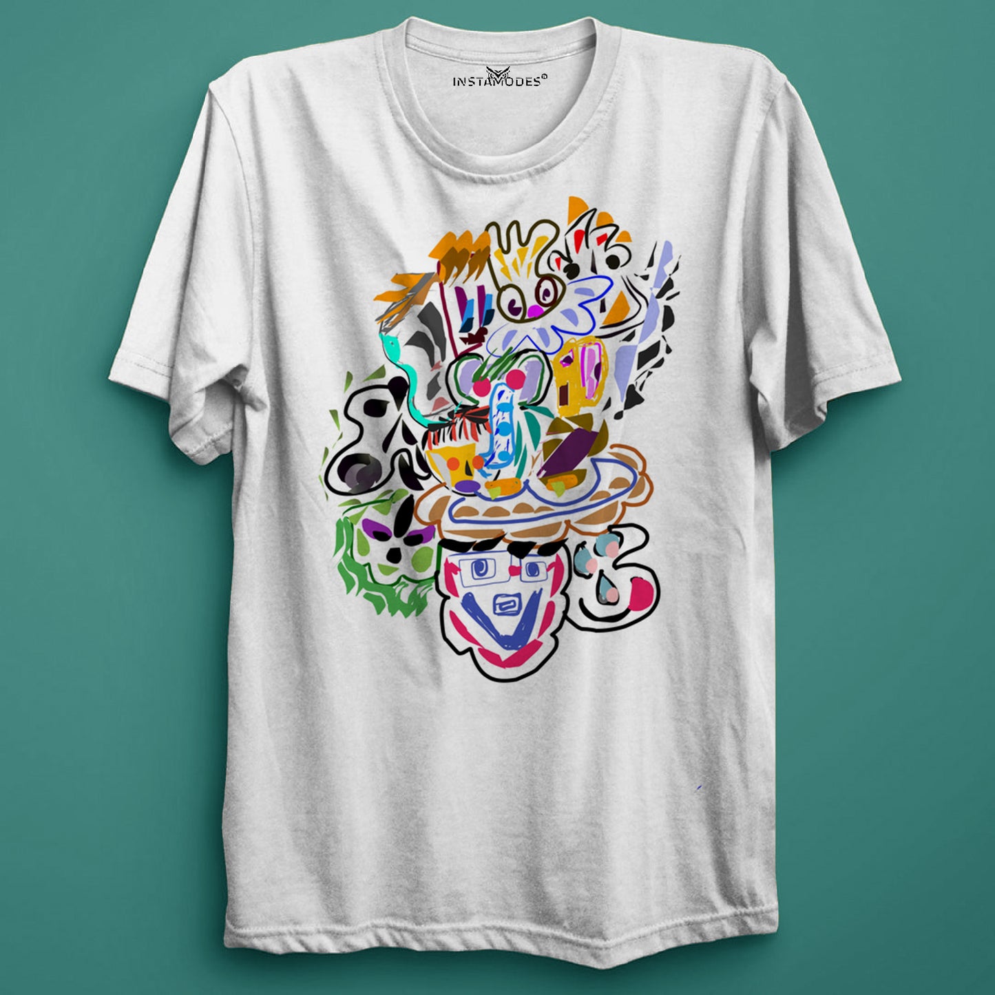 Doodle White Printed T-Shirt