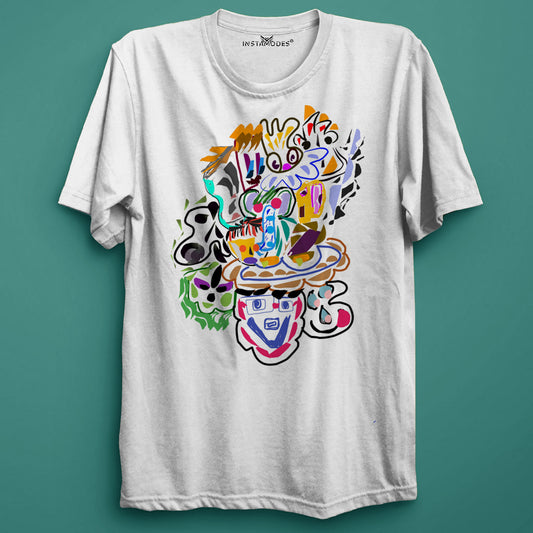 Doodle White Printed T-Shirt