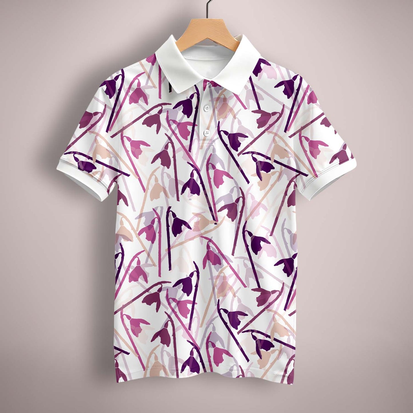 Purple Flower Art Polo T-Shirt