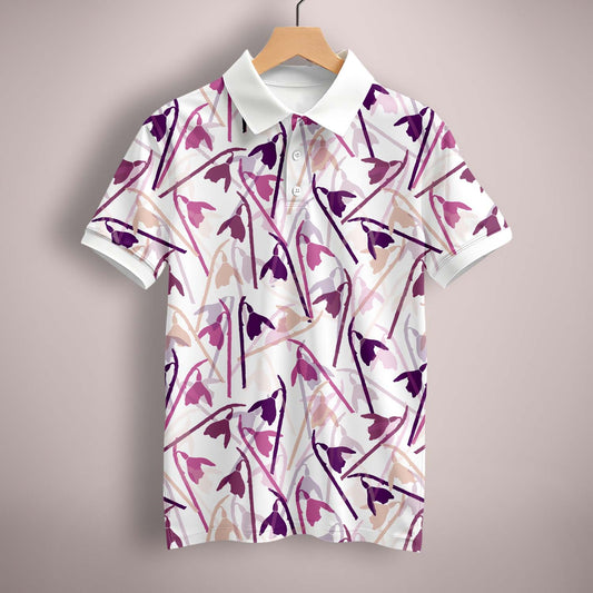 Purple Flower Art Polo T-Shirt